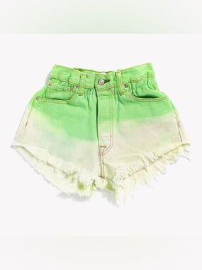 Runwaydreamz Boho Kiwi Dipped Vintage Distressed Neon green Shorts S